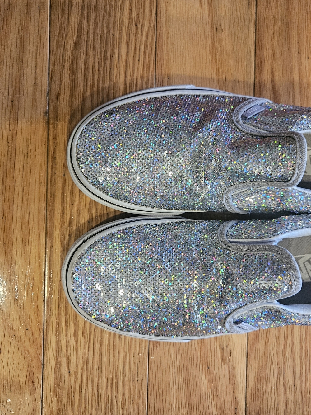 Vans Kids Silver Holographic Slip-On Sneakers
